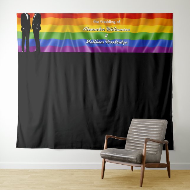 Tapete De Parede Elegant Modern Gay Men Wedding Rainbow (In Situ (Horizontal))