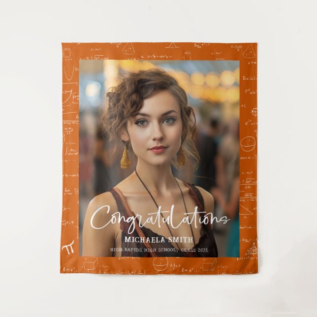 Tapete De Parede Elegant Orange Math Congratulations Photo Graduate (Frente)