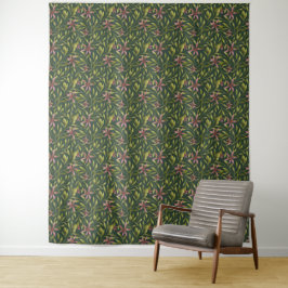 Tapete De Parede Elegant Pink Flower Pattern on Dark Background