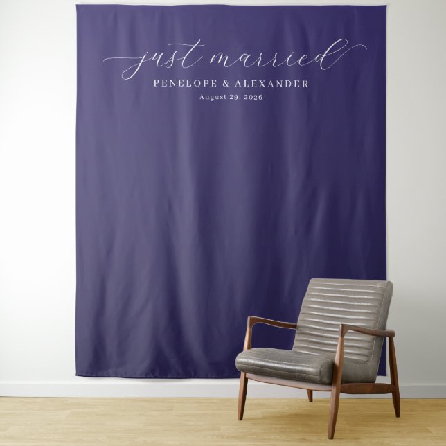 Tapete De Parede Elegant Purple Just Married Calligraphy (In Situ)