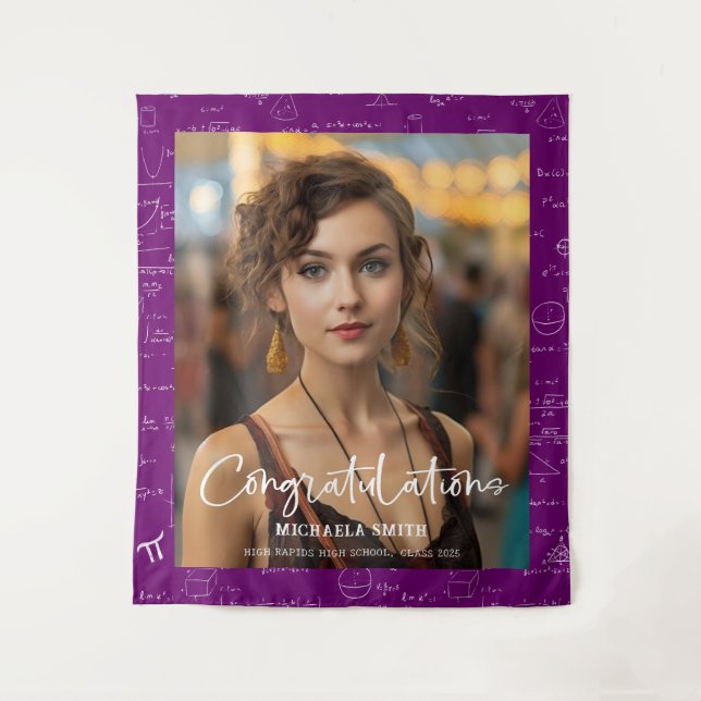 Tapete De Parede Elegant Purple Math Congratulations Photo Graduate (Frente)
