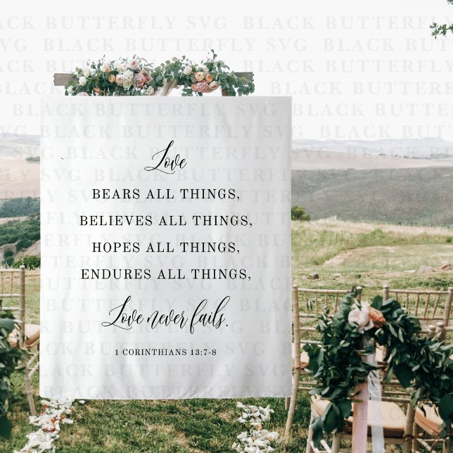 Tapete De Parede Elegant Wedding Quote Backdrop Banner  (Love Never Fails Wedding Backdrop Banner)