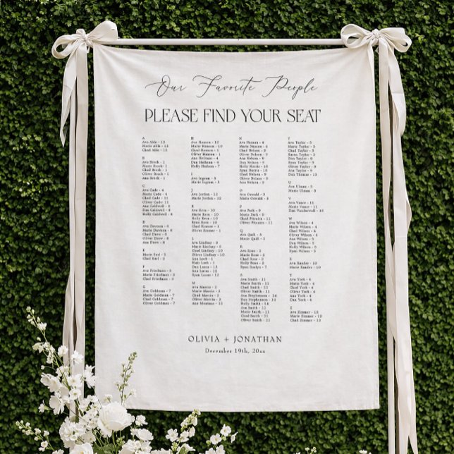 Tapete De Parede Elegant Wedding Seating Chart Alphabetical Fabric (Criador carregado)