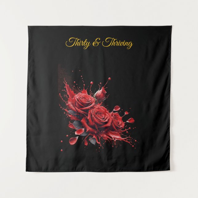 Tapete De Parede Elegante 30º Aniversário - Rosas em Flor (Frente)