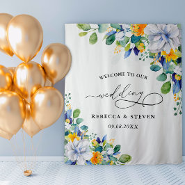 Tapete De Parede Elegante amarelo-branco-floral bem-vindo