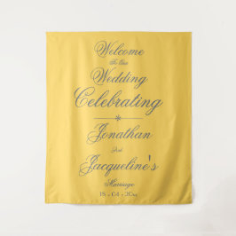 Tapete De Parede Elegante Amarelo Ensolarado Bem-vindo ao Casamento
