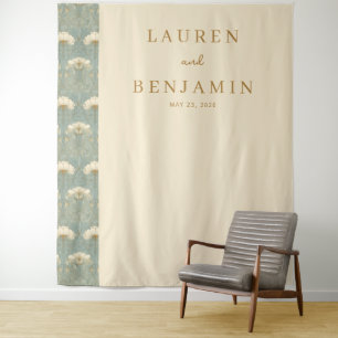 Tapete De Parede Elegante Bege Floral e Dourado