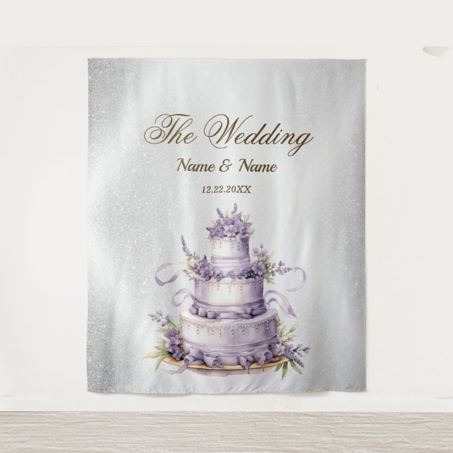 Tapete De Parede Elegante brilhante de festa de casamento Silver (Frente)