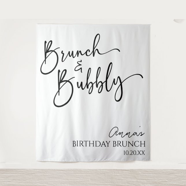 Tapete De Parede Elegante Brunch e Bubble Birthday Partido Brunch (Frente)