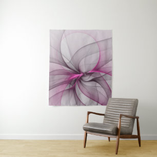 Tapete De Parede Elegante Caos Moderno, Abstrato, Arte Fractal Rosa