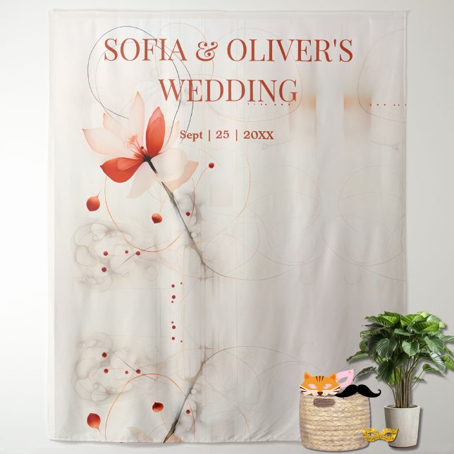 Tapete De Parede Elegante Cream Red Poppies Foto de Casamento (Criador carregado)