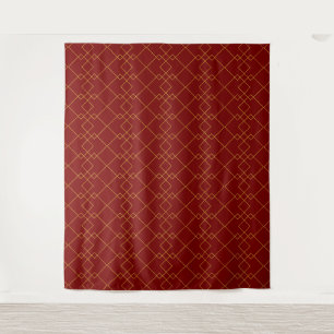 Tapete De Parede Elegante Design de Caixa Geométrica Dourada Vermel