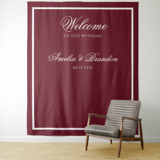 Tapete De Parede Elegante Fundo de Boas-Vindas de Casamento Burgund