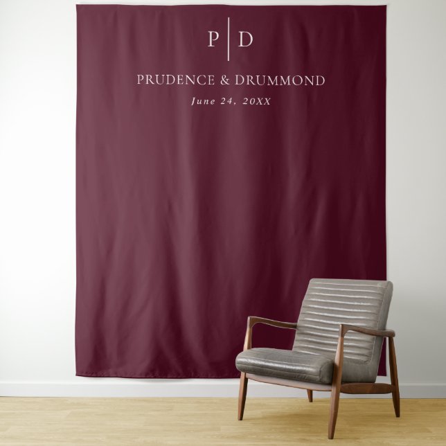Tapete De Parede Elegante Fundo de Casamento Clássico Burgundy Escu (In Situ)