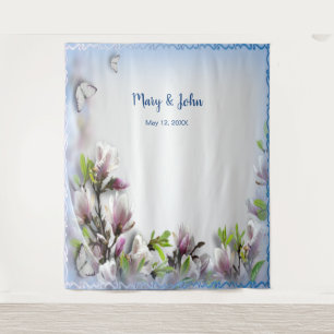 Tapete De Parede Elegante Fundo de Casamento com Borboleta Floral R