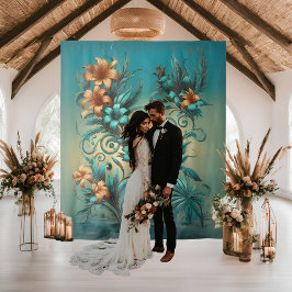 Tapete De Parede Elegante Fundo de Casamento Tropical Iridescente