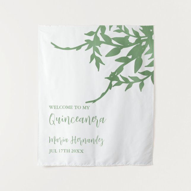 Tapete De Parede Elegante Greenery Quinceañera (Frente)