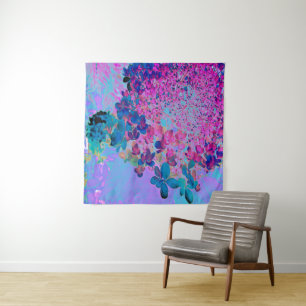 Tapete De Parede Elegante Hortênsia Limelight Azul Escuro e Magenta