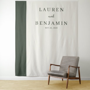 Tapete De Parede Elegante Minimalista Verde e Creme