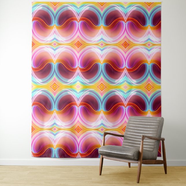 TAPETE DE PAREDE ELEGANTE MODERNA ABSTRATO PSIQUEDÉLICA ARTE (In Situ)