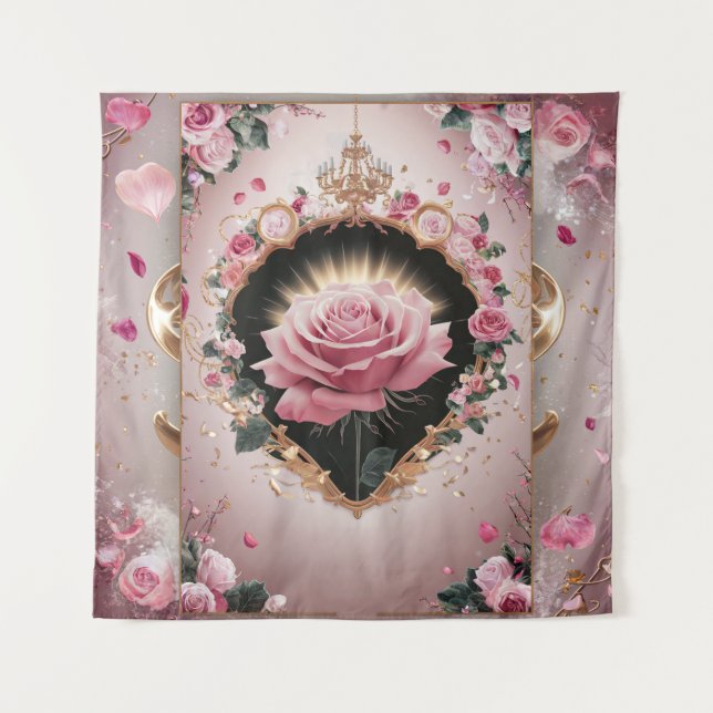 Tapete De Parede Elegante Mural de Rosa Rosa para Casamento #2 (Frente)