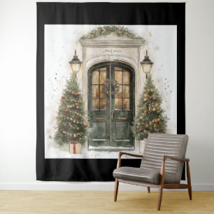 Tapete De Parede Elegante porta de brownstone de Natal