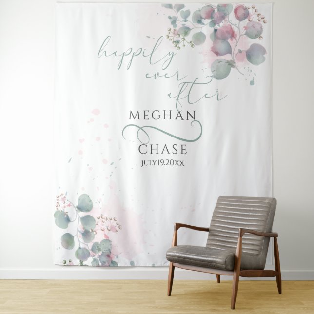 Tapete De Parede Elegante, rosa e eucalipto verde (In Situ)