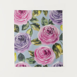 Tapete De Parede Elegante Rosa Floral de Aquarela