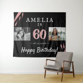 Tapete De Parede Elegante Rosa Preto Aniversário de 60 anos 2 Fundo