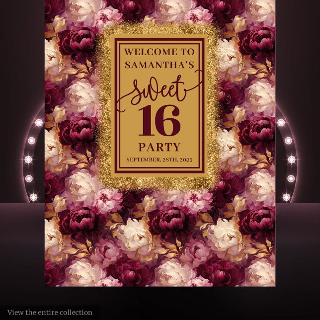 Tapete De Parede Elegante Sweet 16 Blush Burgundy Dourado Party Bac (Elegant Sweet 16 Blush Burgundy Gold Party Backdrop Tapestry)