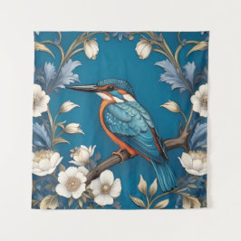 Tapete De Parede Elegante Turquoise Kingfisher Floral