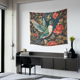 Tapete De Parede Elegante voador Hummingbird William Morris Inspira