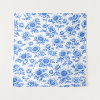 Tapete De Parede Elegantes Girassóis Toile du Jouy – Botânico Azul
