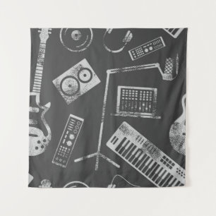 Tapete De Parede Elementos de música: vintage com tela de fundo con
