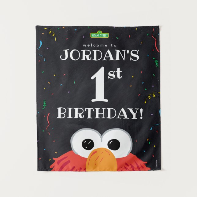 Tapete De Parede Elmo | 1º Aniversário Bem-vindo  (Frente)