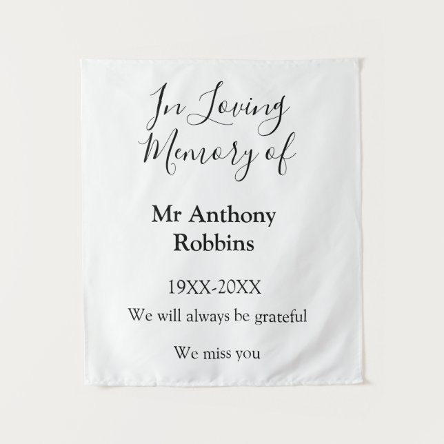 Tapete De Parede Em memória carinhosa de nome lembrança funeral (Frente)