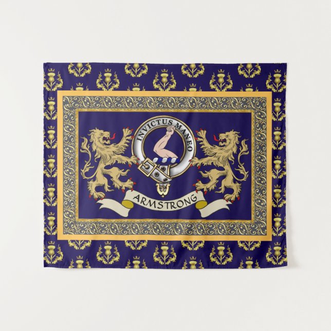 Tapete De Parede Emblema da Clan Armstrong Personalizado Azul (Frente (Horizontal))