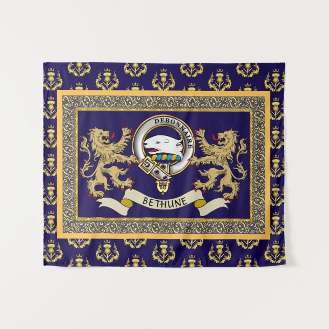 Tapete De Parede Emblema da Clan Bethune Personalizado Azul (Frente (Horizontal))