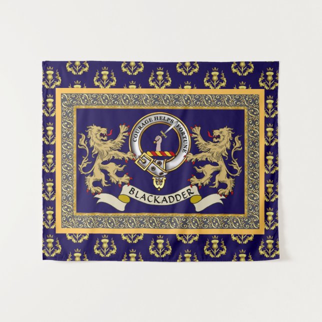 Tapete De Parede Emblema da Clan Blackadder Personalizado Azul (Frente (Horizontal))