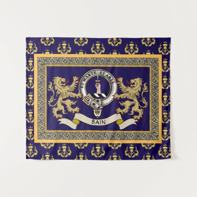 Tapete De Parede Emblema Personalizado do Clã Bain Azul (Frente (Horizontal))