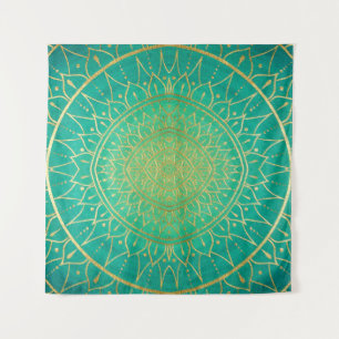 Tapete De Parede Emerald Dourado Mandala Green