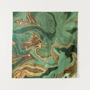 Tapete De Parede Emerald Elegance: Dourado Luxo Marble