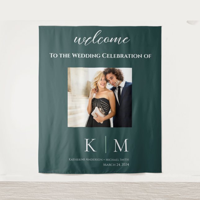 Tapete De Parede Emerald Green e White-Photo-Wedding- (Frente)