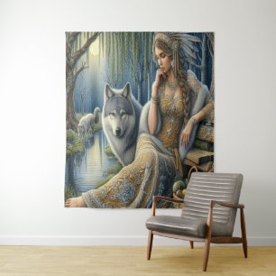 Tapete De Parede Encantamento Luar na Floresta Mística