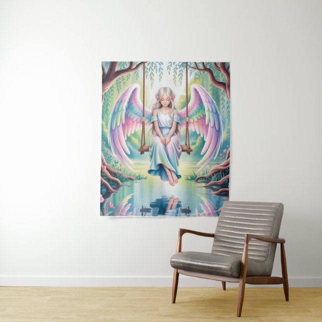 Tapete De Parede Encantando Angel Girl em um balanço (In Situ)