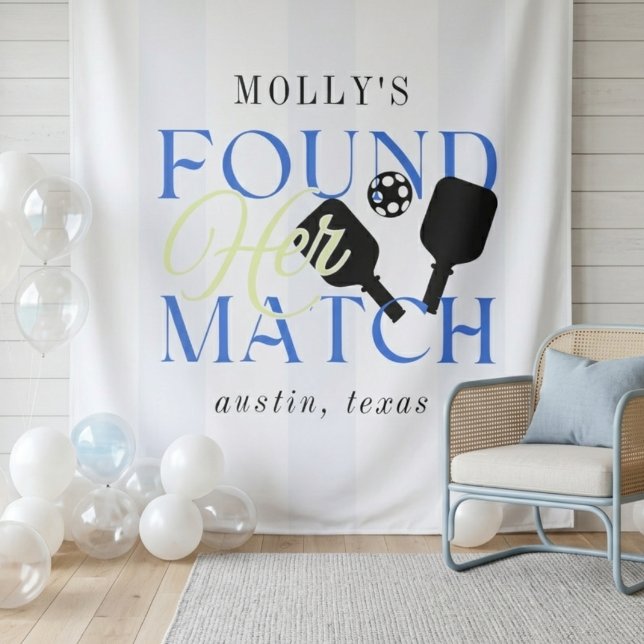 Tapete De Parede Encontrou Sua Parceira de Pickleball Despedida Esp (Found Her Match Pickleball Sporty Bachelorette Tapestry)