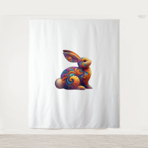 Tapete De Parede Engraçado Coelho Colorido Coelho Fractal Cósmico A