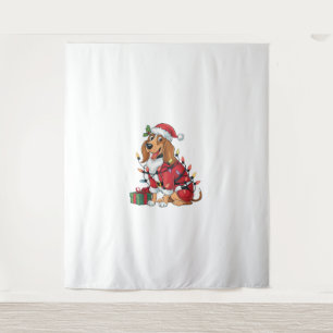 Tapete De Parede Engraçado Coonhound Xmas Papais noeis de iluminaçã