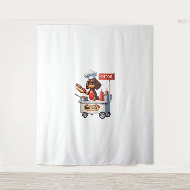 Tapete De Parede Engraçado Dachshund Sausing Cão Weenie Hotdog Sand (Frente)