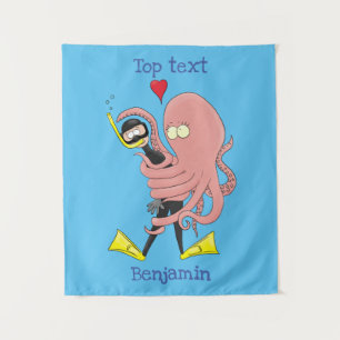 Tapete De Parede Engraçado de polvo encantador humor de desenho ani